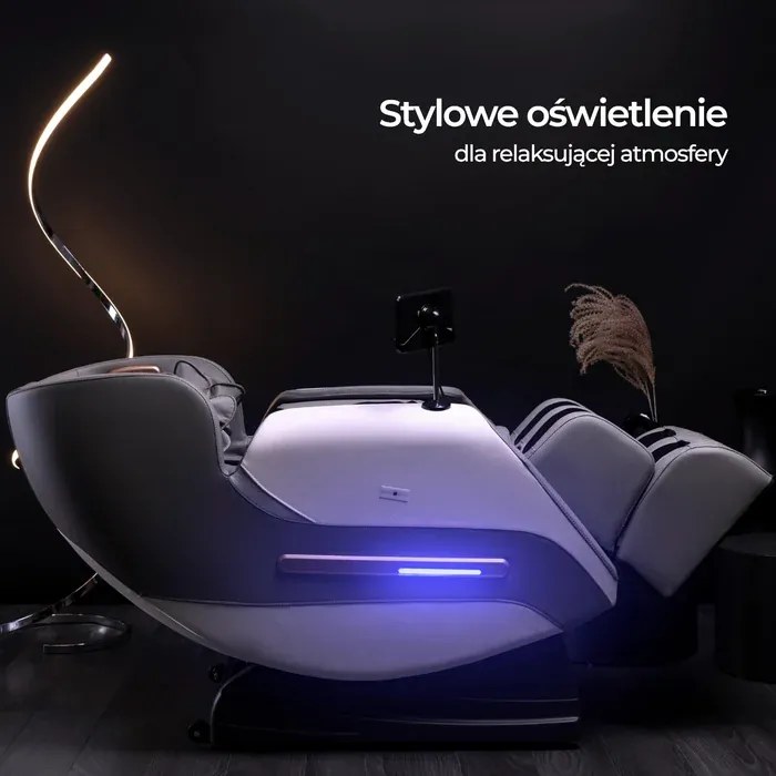 Fotel Masujący VX MAX Wypoczynkowy Relaksacyjny Szary Ekoskóra Nowoczesny