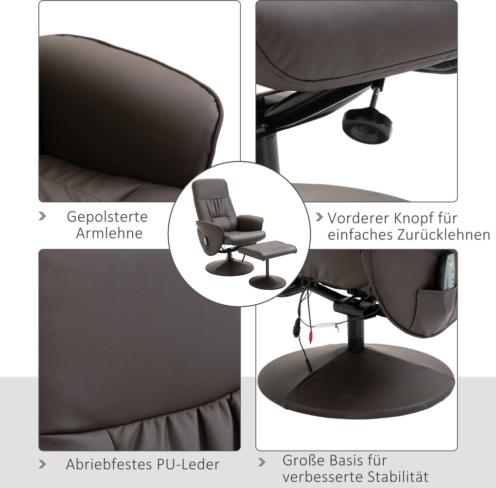 HOMCOM Fotel do masażu, taboret, fotel telewizyjny