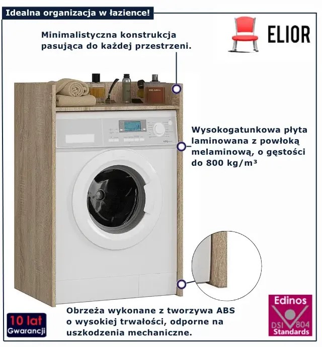 Minimalistyczna szafka nad pralkę dąb sonoma H2-R09
