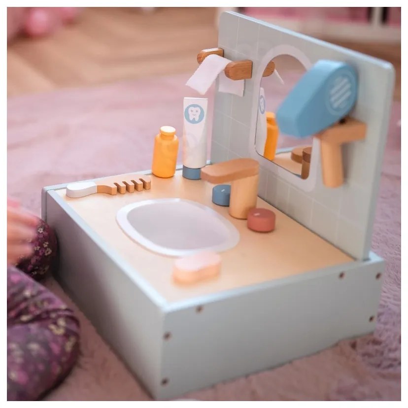 Tooky toy toilet bathroom toaleta drewniana łazienka z akcesoriami
