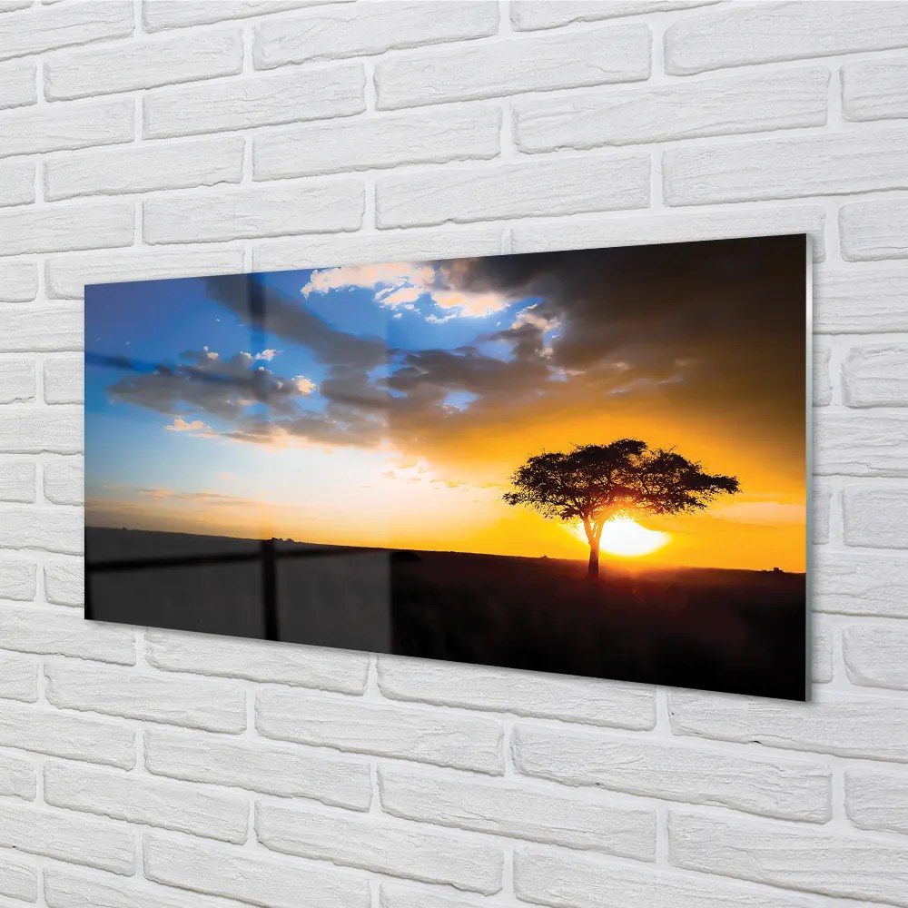 Panel szklany do Kuchni Samotne Drzewo pod Chmurami