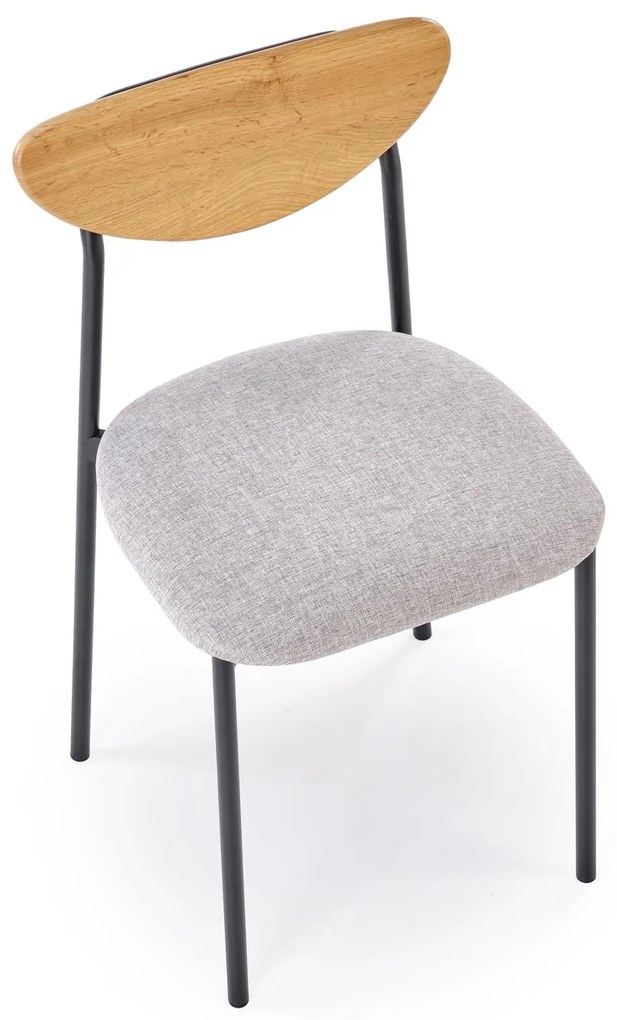 Zestaw stół + 4 krzesła, naturalny / czarny / popielaty DICKY