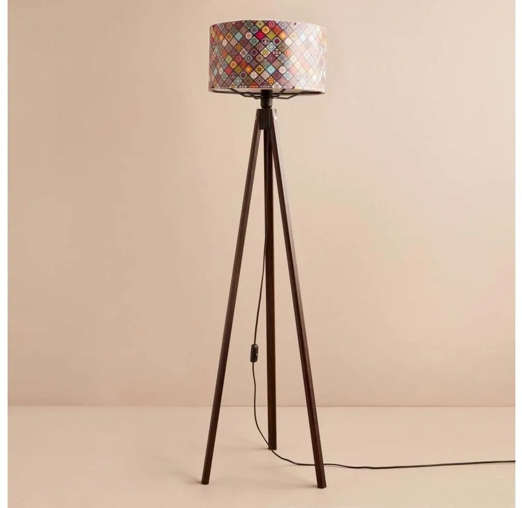 Lampa stojąca AYD 1xE27/40W/230V brązowa/wielobarwna