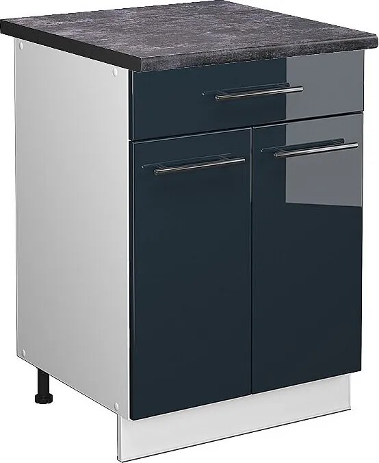 Szafka dolna do kuchni ciemnoniebieski wysoki połysk 60x60x82 fame-line