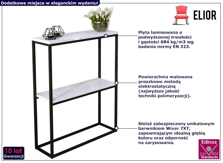 Industrialna konsola z półką czarny + biały połysk C4-F98