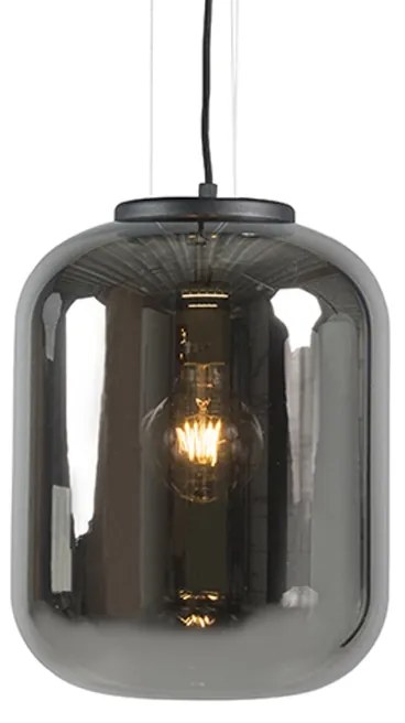 Designerska lampa wisząca czarna z przydymionym szkłem - Bliss Retro Oswietlenie wewnetrzne