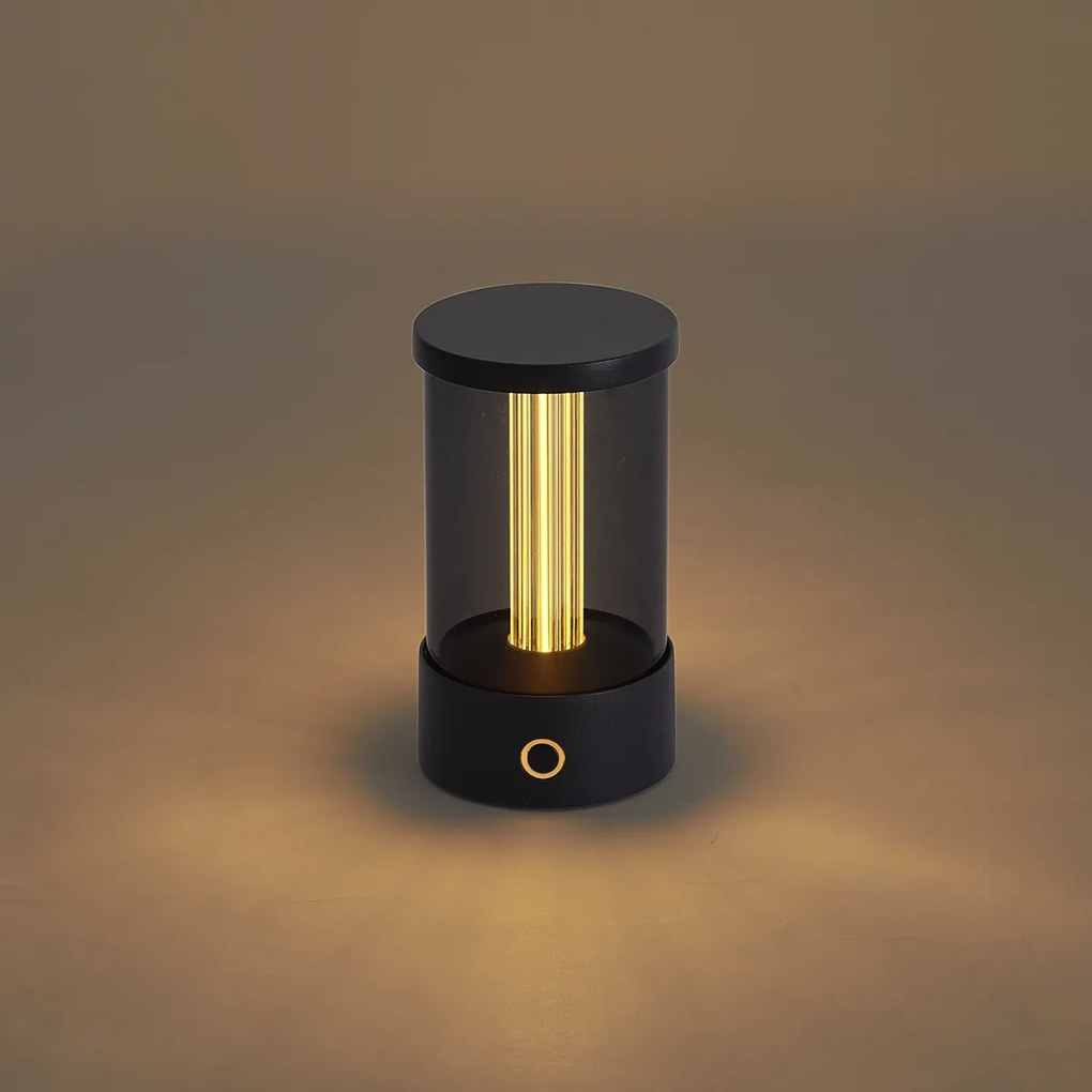 Zewnętrzna lampa stołowa czarna ładowalna z stacją ładującą IP65 - Grill