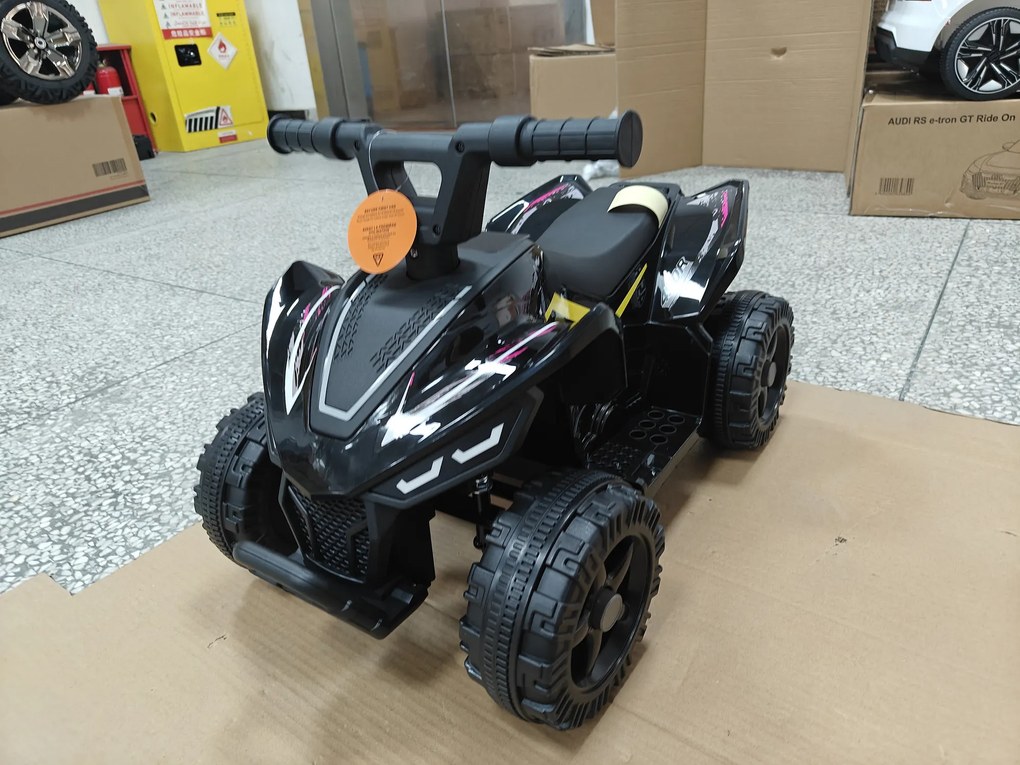 AIYAPLAY Dziecięcy quad elektryczny 6V z akumulatorem litowym, funkcja jazdy do przodu, sterowanie przyciskiem na kierownicy, 1,5–2 lata, czarny | Aosom PL