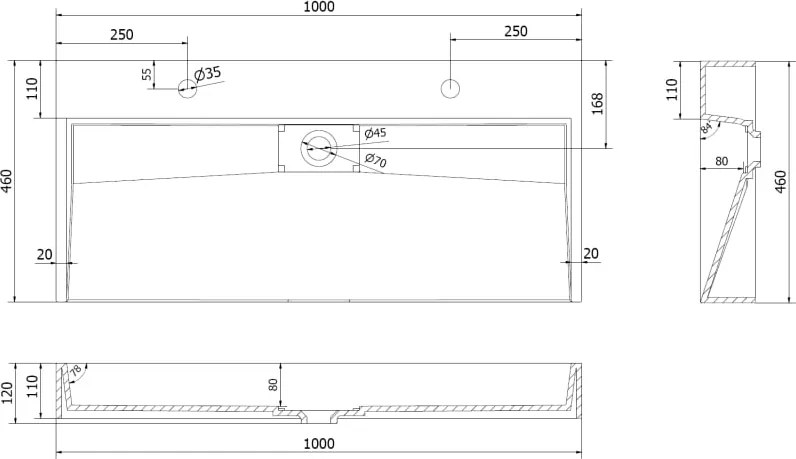 Mexen Ava umywalka nablatowa z konglomeratu 2/O 100 x 46 cm, biała - 23011002