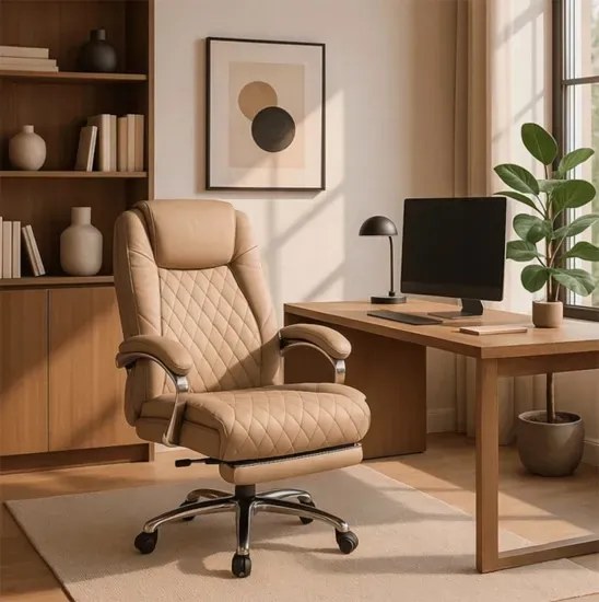 Beżowy masujący fotel obrotowy F7-K73