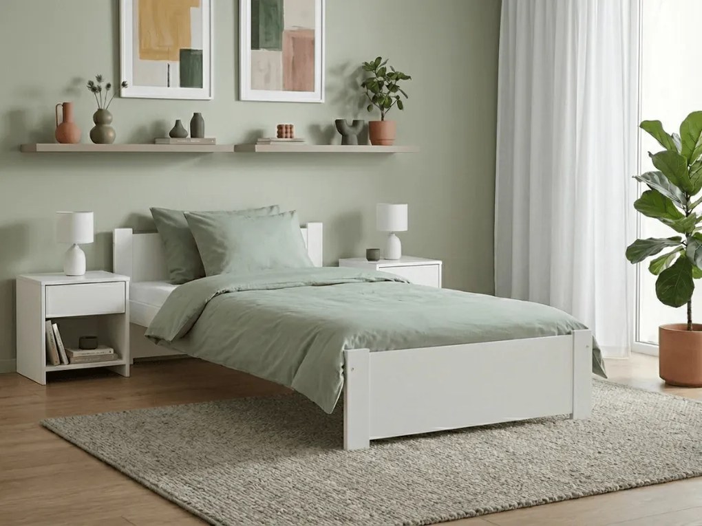 Łóżko IKAROS 90 x 200 cm, białe Stelaż: Ze stelażem listwowym rolowanym, Materac: Materac Deluxe 10 cm