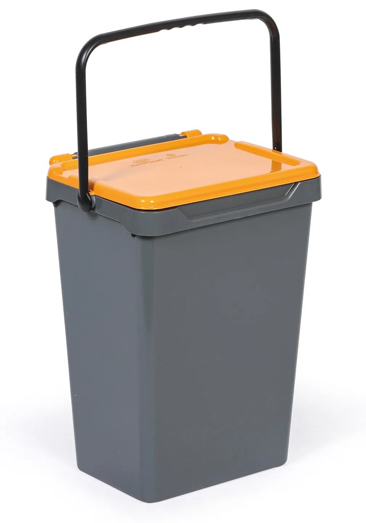 Kosz plastikowy na śmieci do segregacji, 35 l, szary + żołty