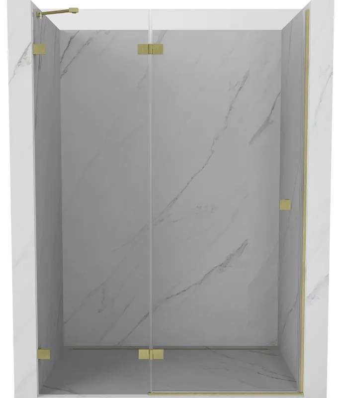 Mexen Lunar drzwi prysznicowe uchylne lewe 140 cm, transparent, złote szczotkowane - 834-140-000-55-00-L