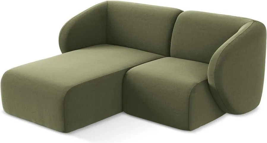 Zielony aksamitny narożnik (lewostronny/z szezlongiem) Lani – Makamii