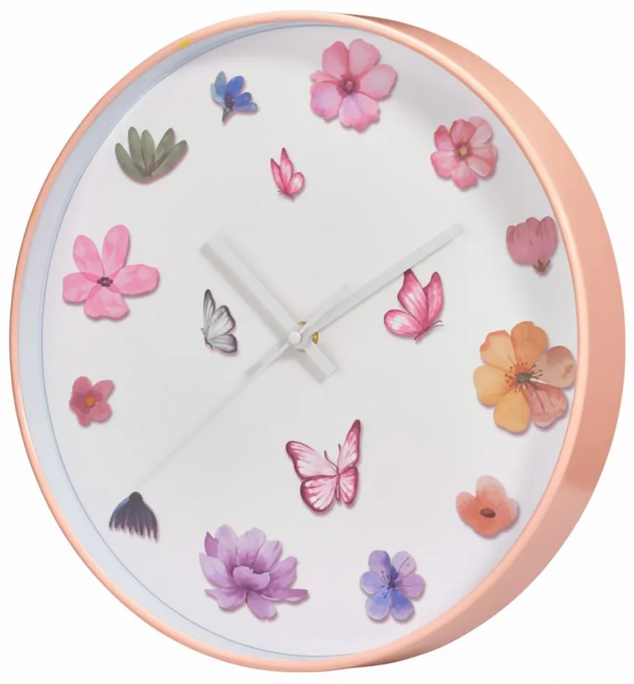 Zegar ścienny z motywem kwiatów, Ø 30 cm