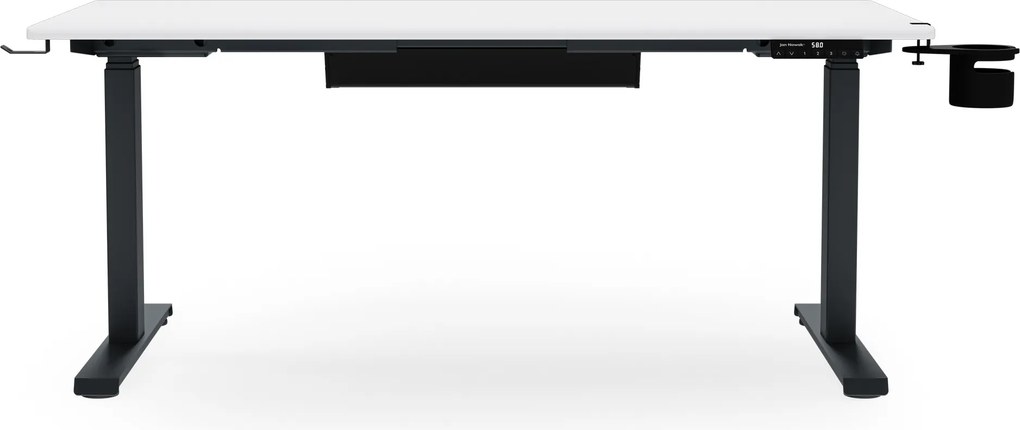 Biurko elektryczne z regulacją wysokości ergonomiczne antracytowo-białe, 1400x700 mm: ARIA