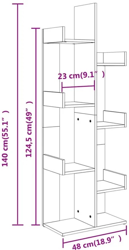 Biały regał z 8 pólkami C3-K20