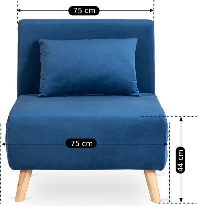 Fotel Rozkładany Leżanka Wypoczynkowy MARRY do Spania Granatowy