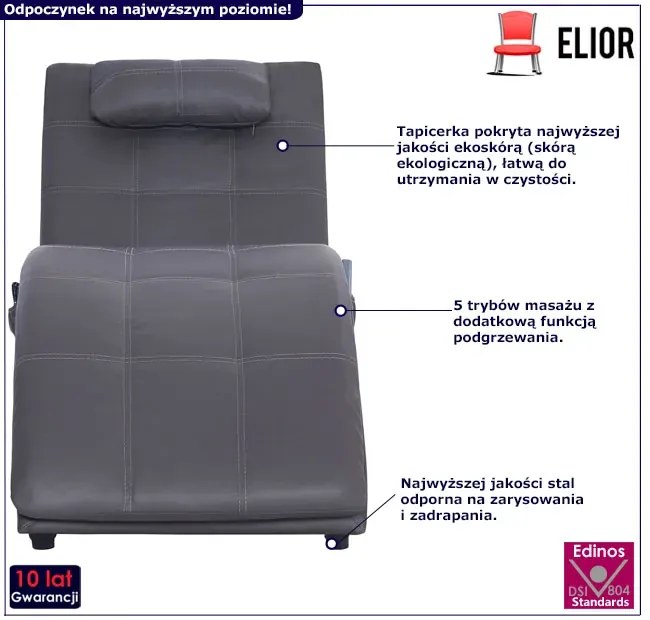 Szara leżanka z 5 trybami masażu i funkcją ogrzewania T8-W37