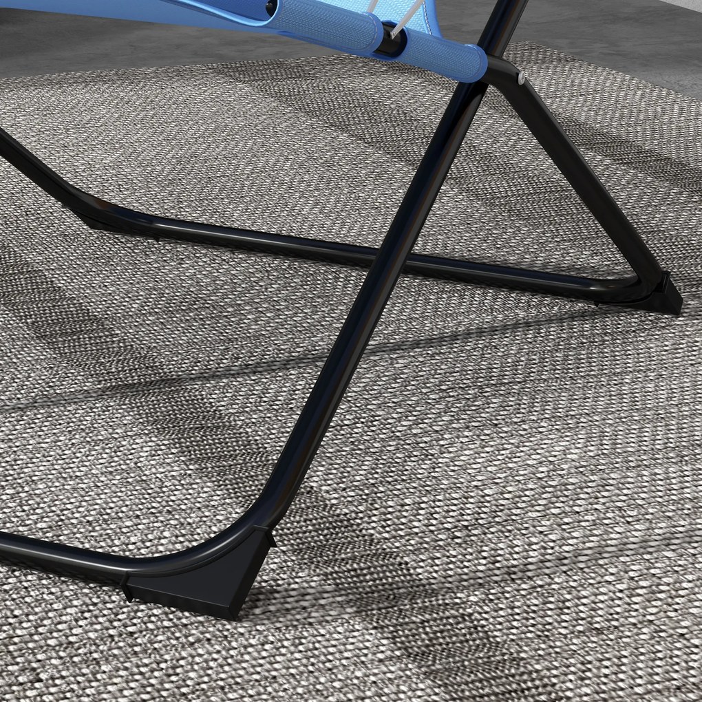 Outsunny Krzesło składane, 4-stopniowo regulowane, oddychający, stalowy stelaż, 69 x 91 x 96 cm, Czarny/Niebieski