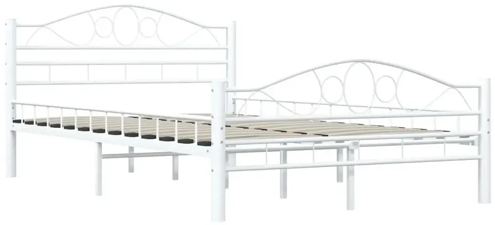 Białe Metalowe Łóżko 120X200 Cm Hubio Dąb K2-N93