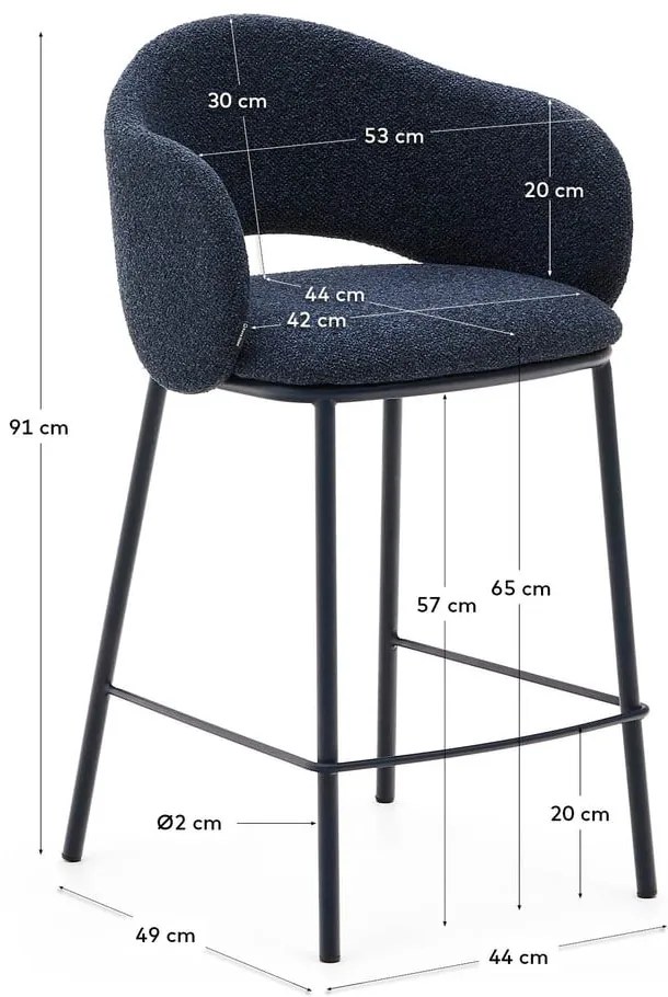 Ciemnoniebieski hoker (wysokość siedziska 65 cm) Maina – Kave Home