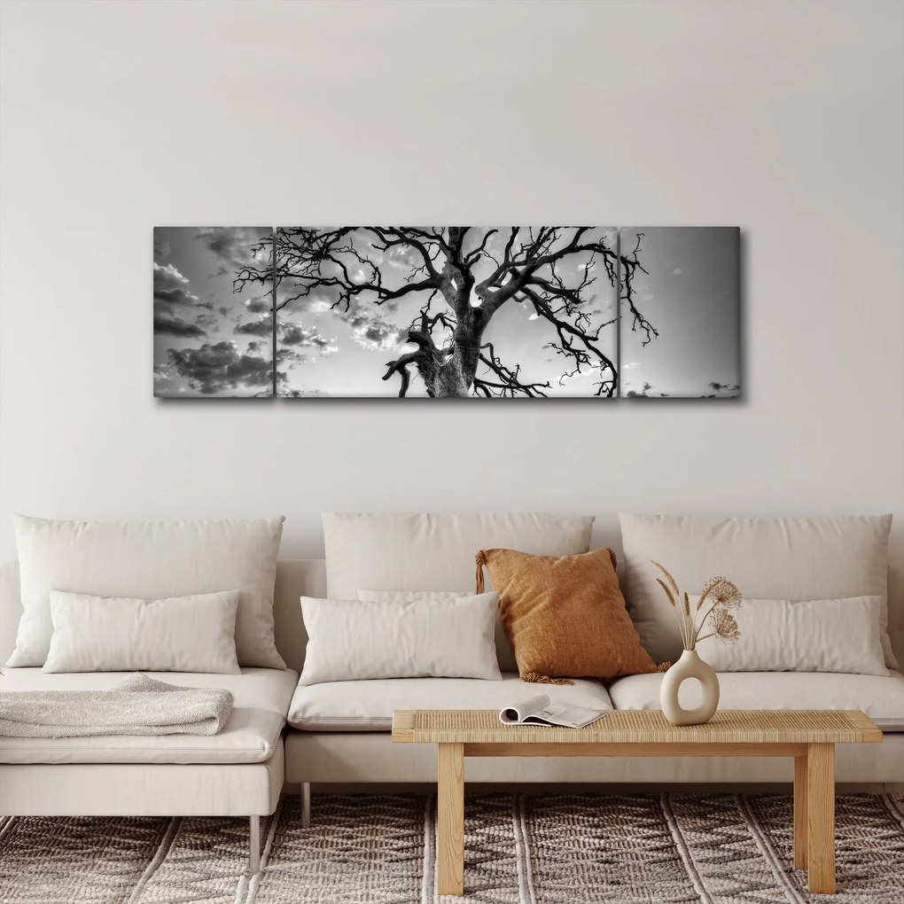 Obraz - Czarno - białe drzewo (170x50 cm)