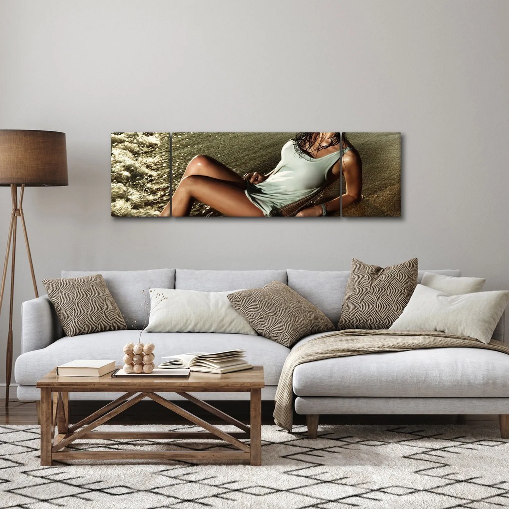 Obraz kobiety na plaży (170x50 cm)