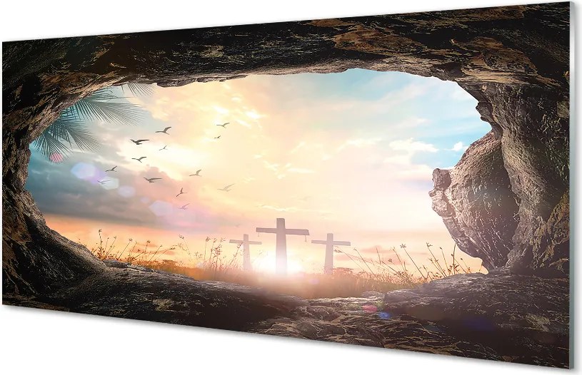 Szklany Panel Jaskinia i Lot Ptaków nad Krzyżami