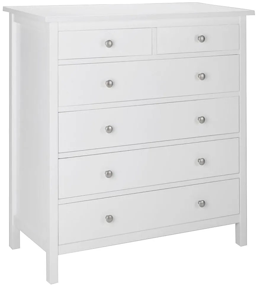 Komoda ALBANE - 6 szuflad - Biała sosna