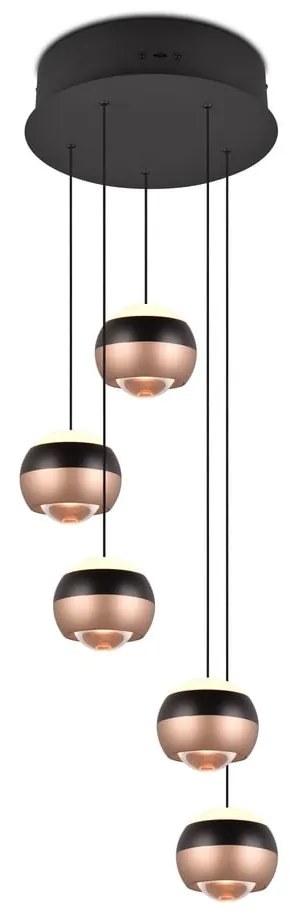 Lampa wisząca LED w czarno-miedzianym kolorze z metalowym kloszem ø 30 cm Orbit – Trio Select