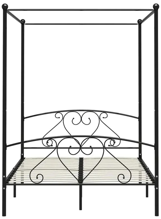 Czarne Metalowe Łóżko Z Baldachimem 200X200 Cm F5-E94