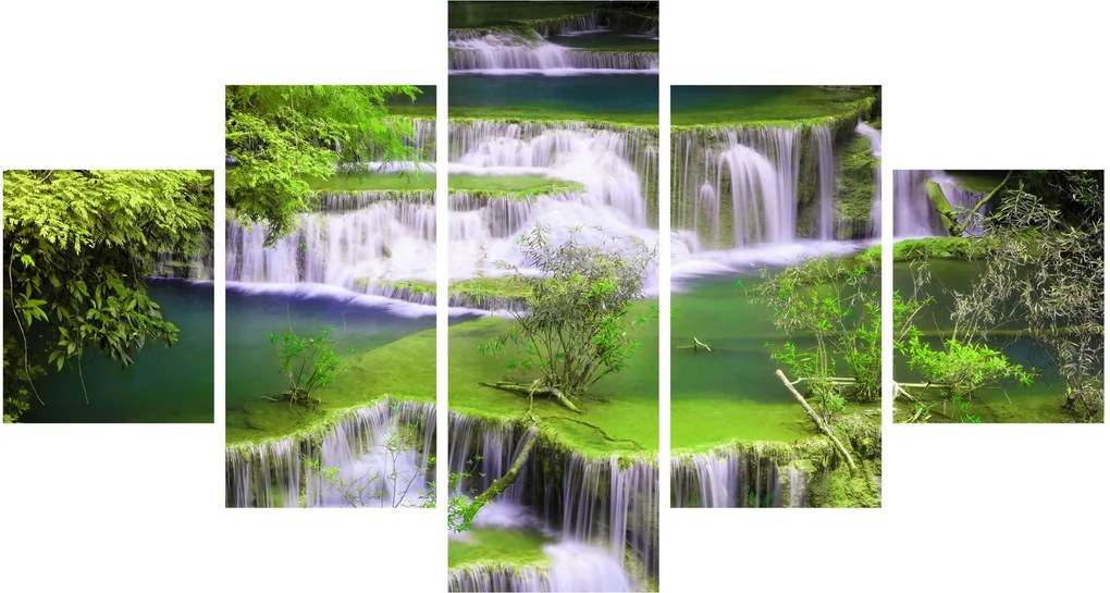 Obraz - Wodospady Huay Mae Khamin, Kanchanaburi, Tajlandia (125x70 cm)