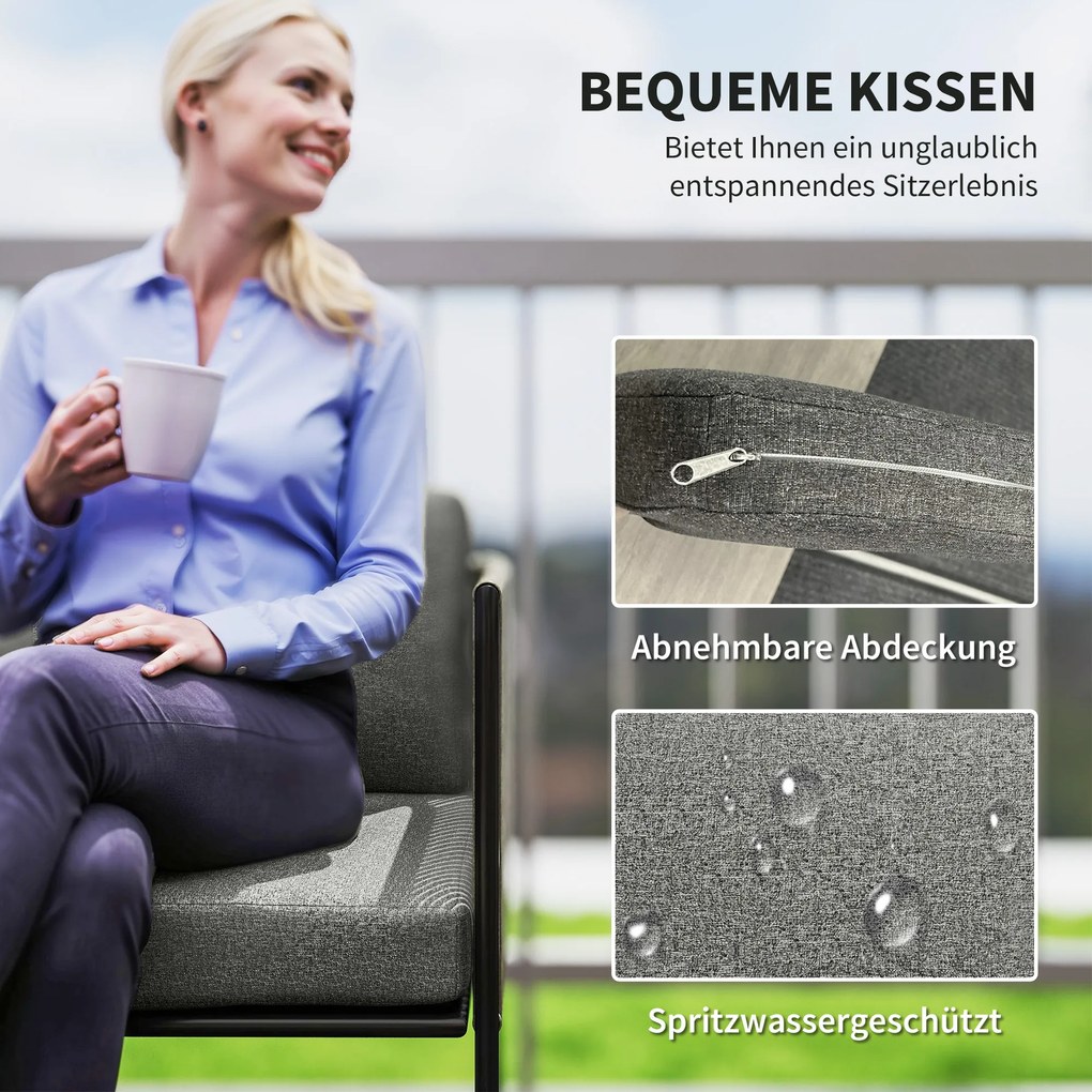 Komplet wypoczynkowy z Polyrattanu Outsunny: sofa + fotele + stolik z poduszkami, odporny na warunki atmosferyczne, 116 x 60 x 69 cm, Brązowy+Ciemnoszary