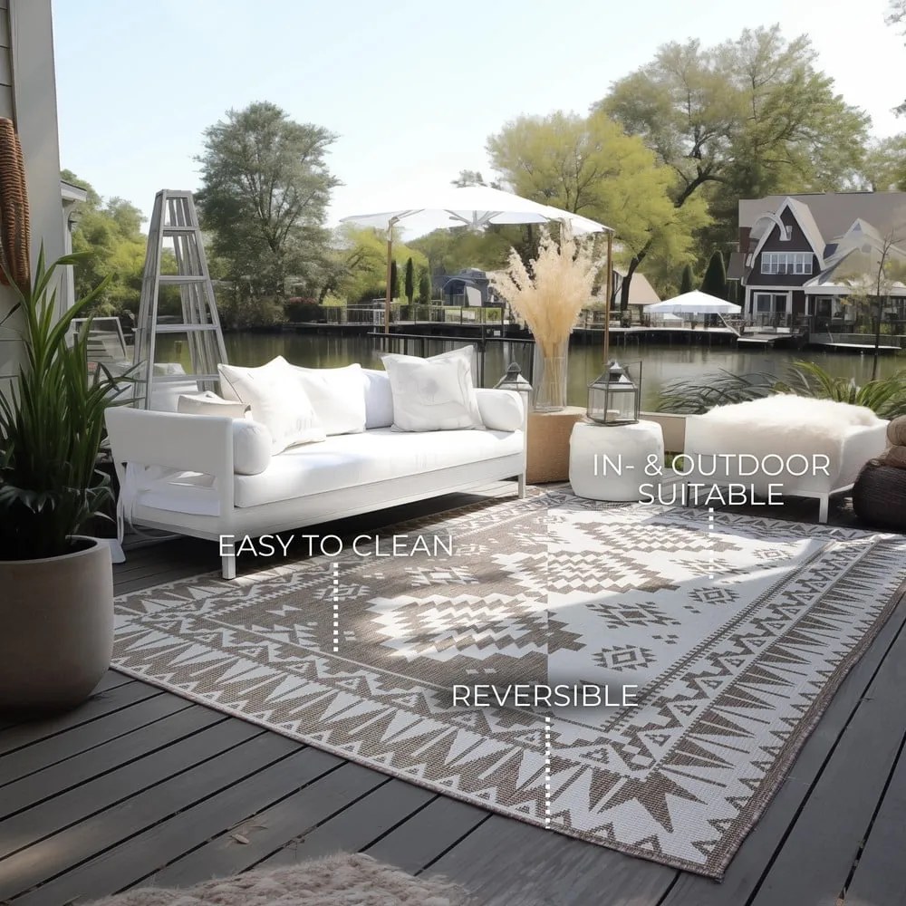 Brązowo-kremowy dywan odpowiedni na zewnątrz 160x230 cm Gemini – Elle Decoration