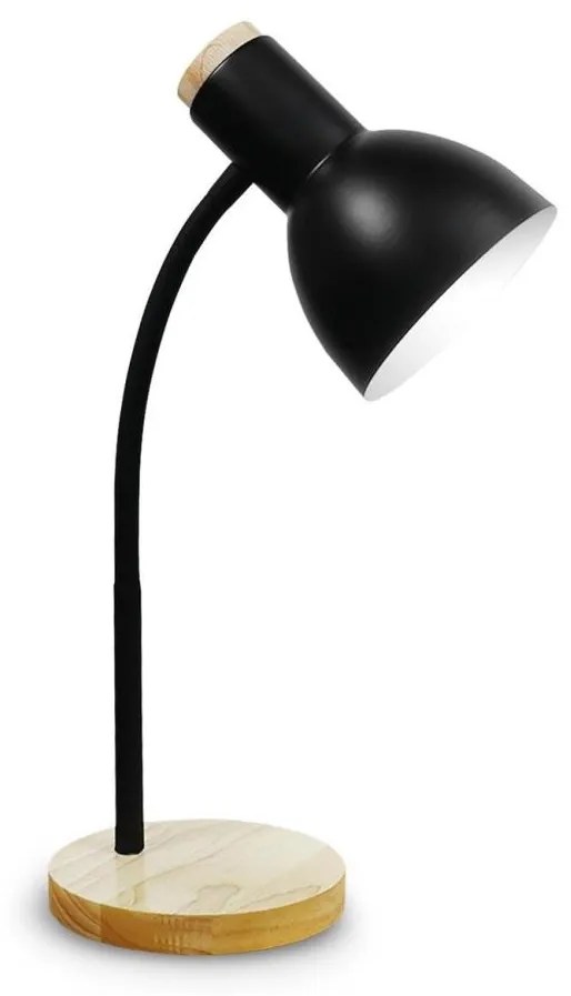 Lampa stołowa MARMA 1xE27/40W/230V czarna/drewno kauczukowe