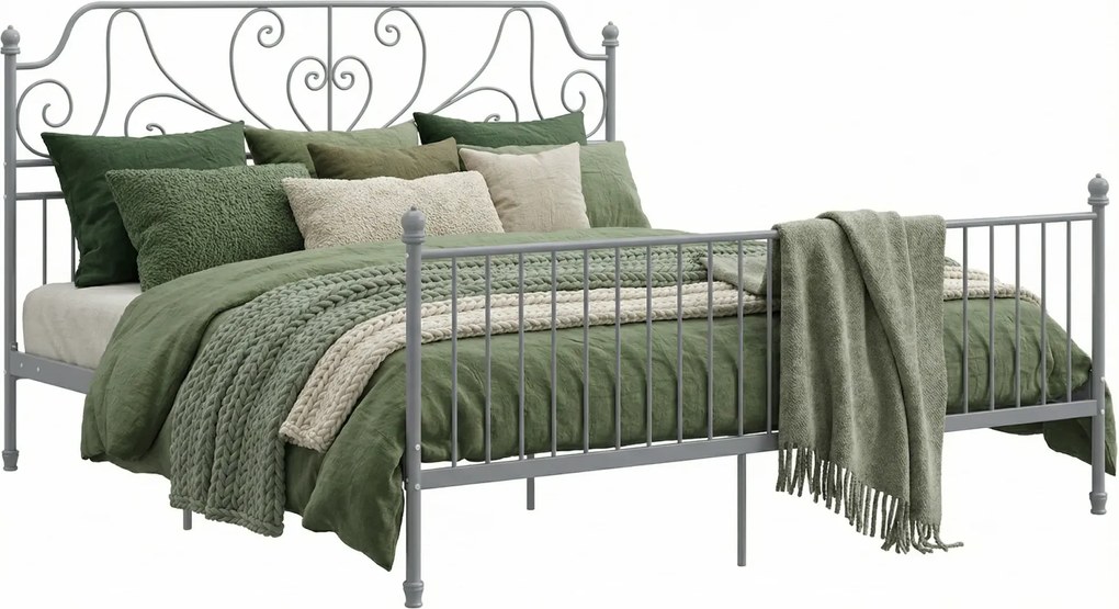 Szare metalowe łóżko małżeńskie 200x200 cm W8-Z17