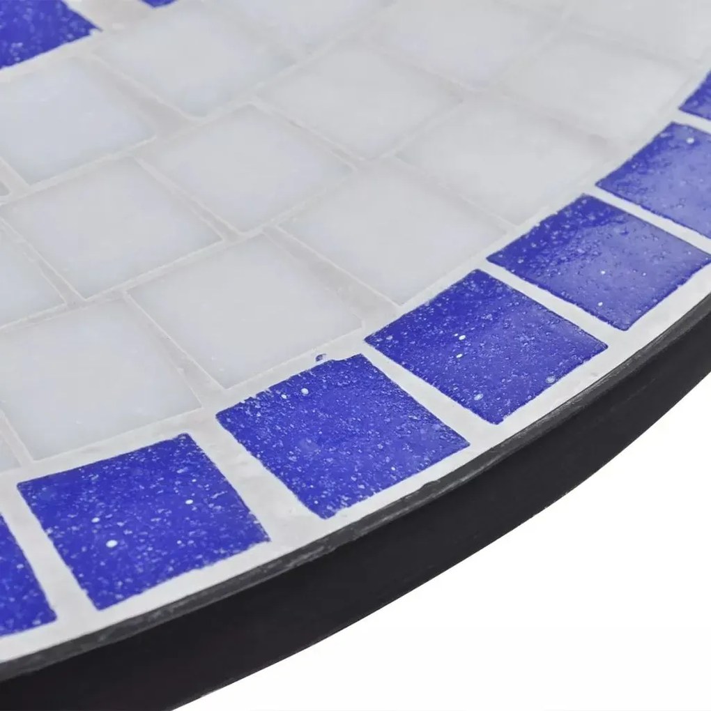Niebiesko-biały okrągły stolik ceramiczny na taras - Osmo