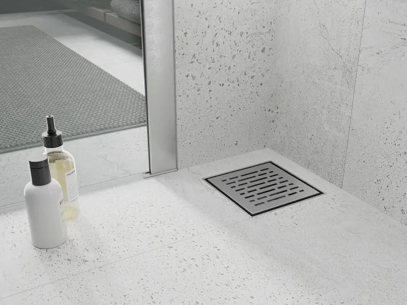 Mexen Flat-Q M01 wpust podłogowy kwadratowy 12 x 12 cm, inox - 1010312