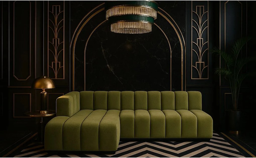 Narożnik w kształcie L GRAND 295 cm, tkanina Salvador, Oliwkowy, Lewy