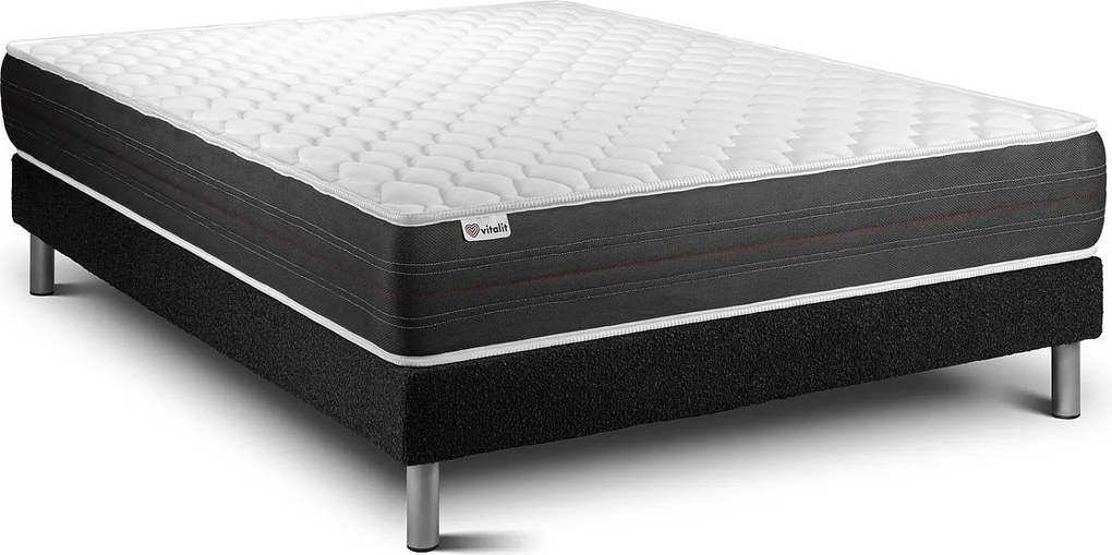lózka z materacem VITAL SPRING 150 x 200 cm Rama lózka Czarny