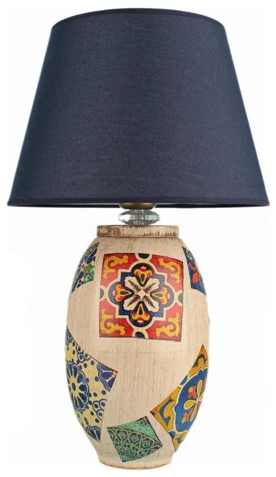 Lampa stołowa RAMZES 1xE27/40W/230V niebieska/beżowa