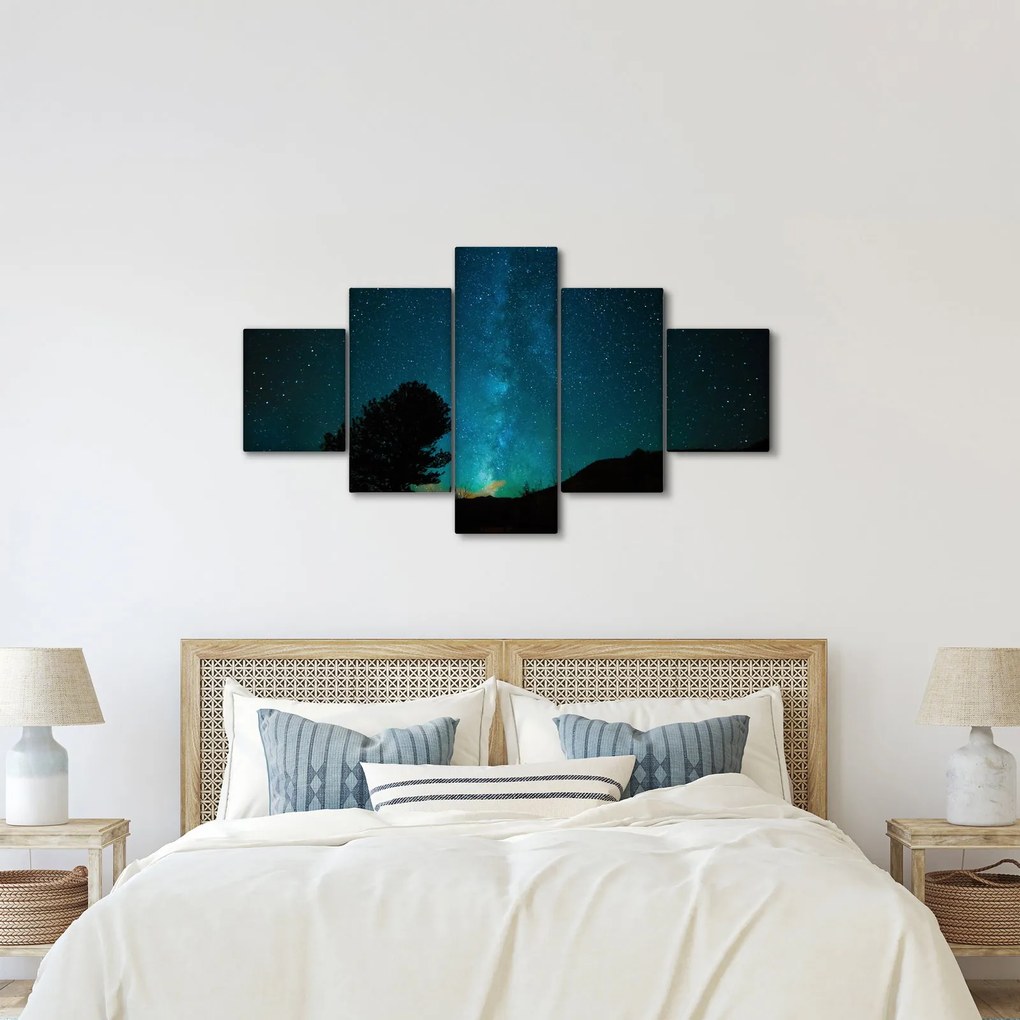 Obraz nocnego nieba z gwiazdami (125x70 cm)