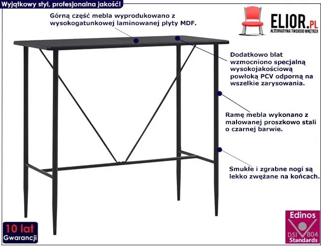 Czarny stolik barowy 60x120 – Wako