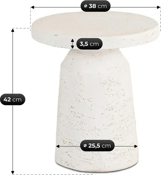 Stolik Kawowy DESS 38 cm Krem/Beż Japandi