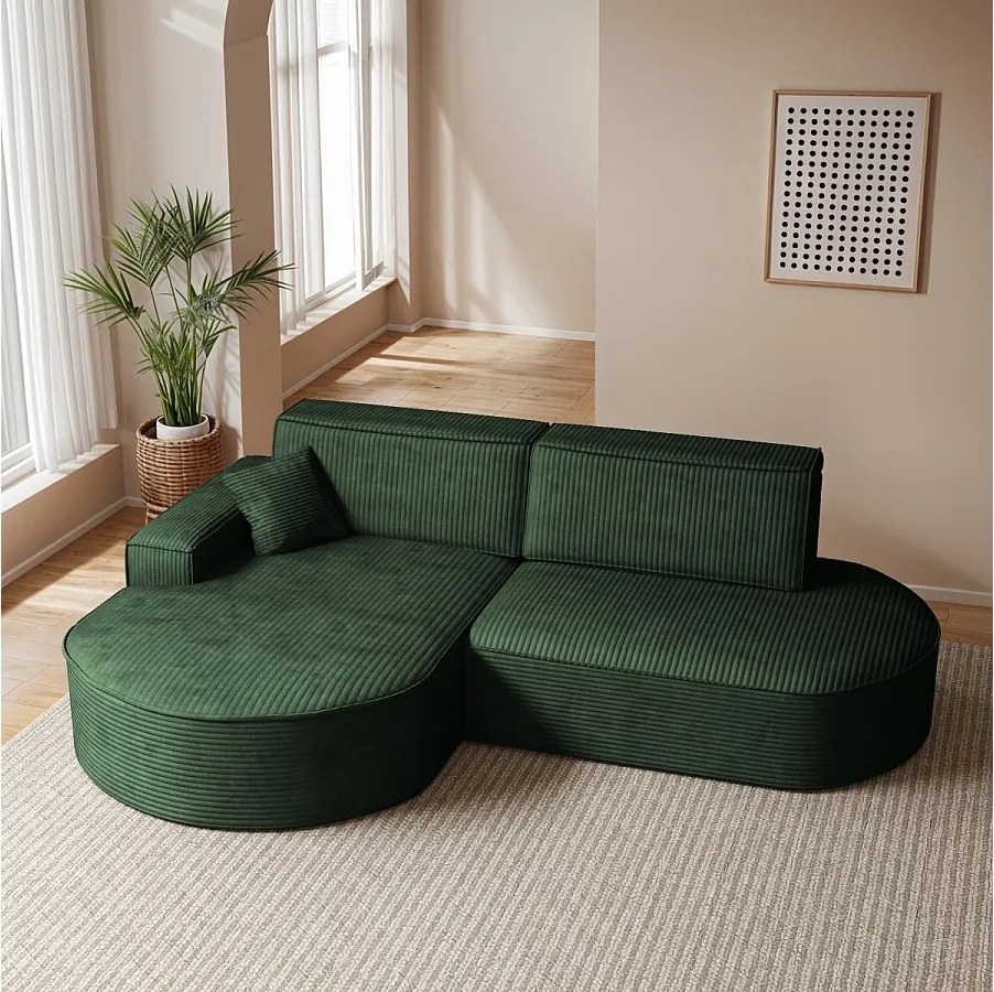 Narożnik Modena Pro, tkanina Poso, Zielony, Lewy