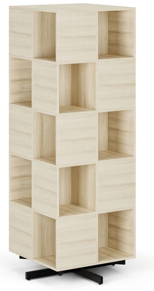 Półka obrotowa, 680×680×1932 mm, 4x 5 przegródek, dąb naturalny