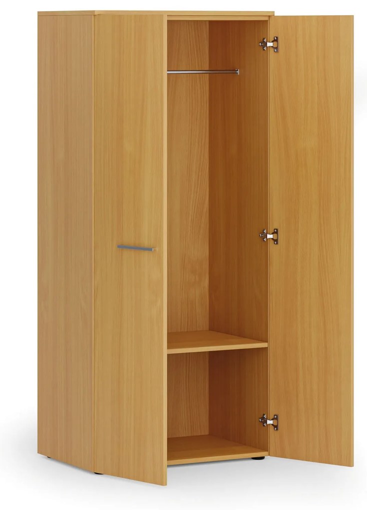 Szafa ubraniowa biurowa PRIMO WOOD, 1 półka, drążek do szafy, 800 x 500 x 1781 mm, buk