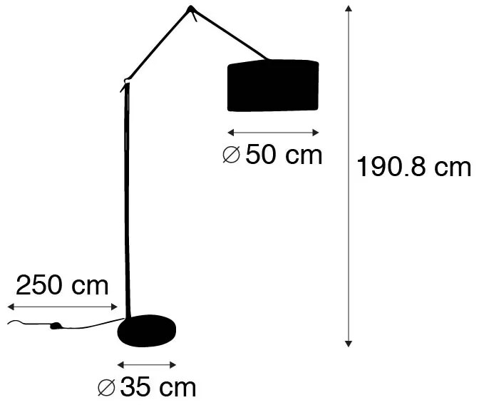 Nowoczesna lampa podłogowa ze złotym abażurem z weluru w kolorze szarym 50 cm - Editor Nowoczesny Oswietlenie wewnetrzne