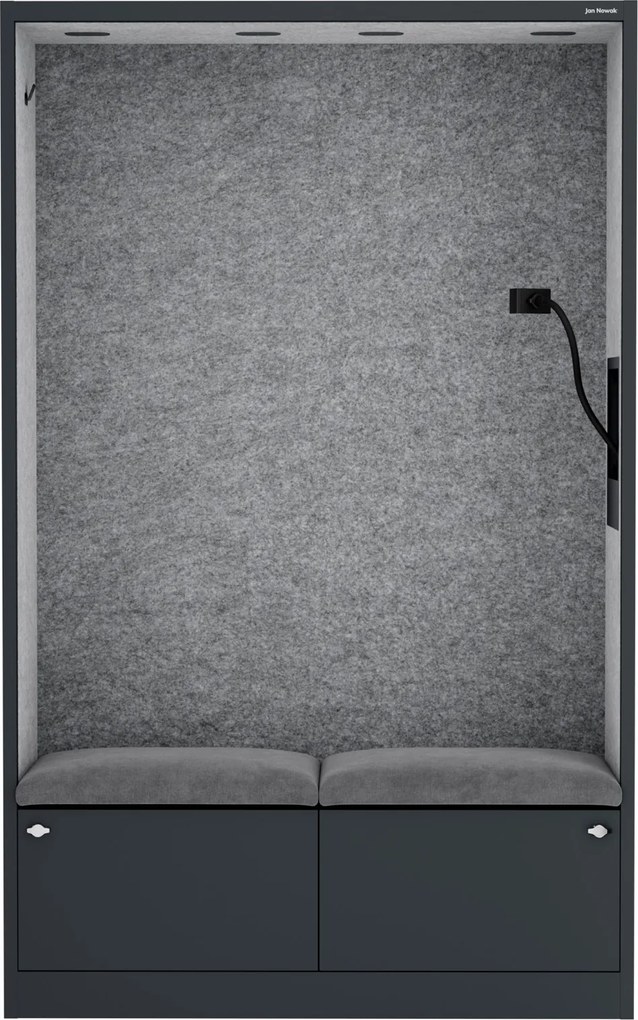 Szafa akustyczna do biura i szkoły Sally MentalBox, 115 x 40 x 185 cm, antracyt/szary
